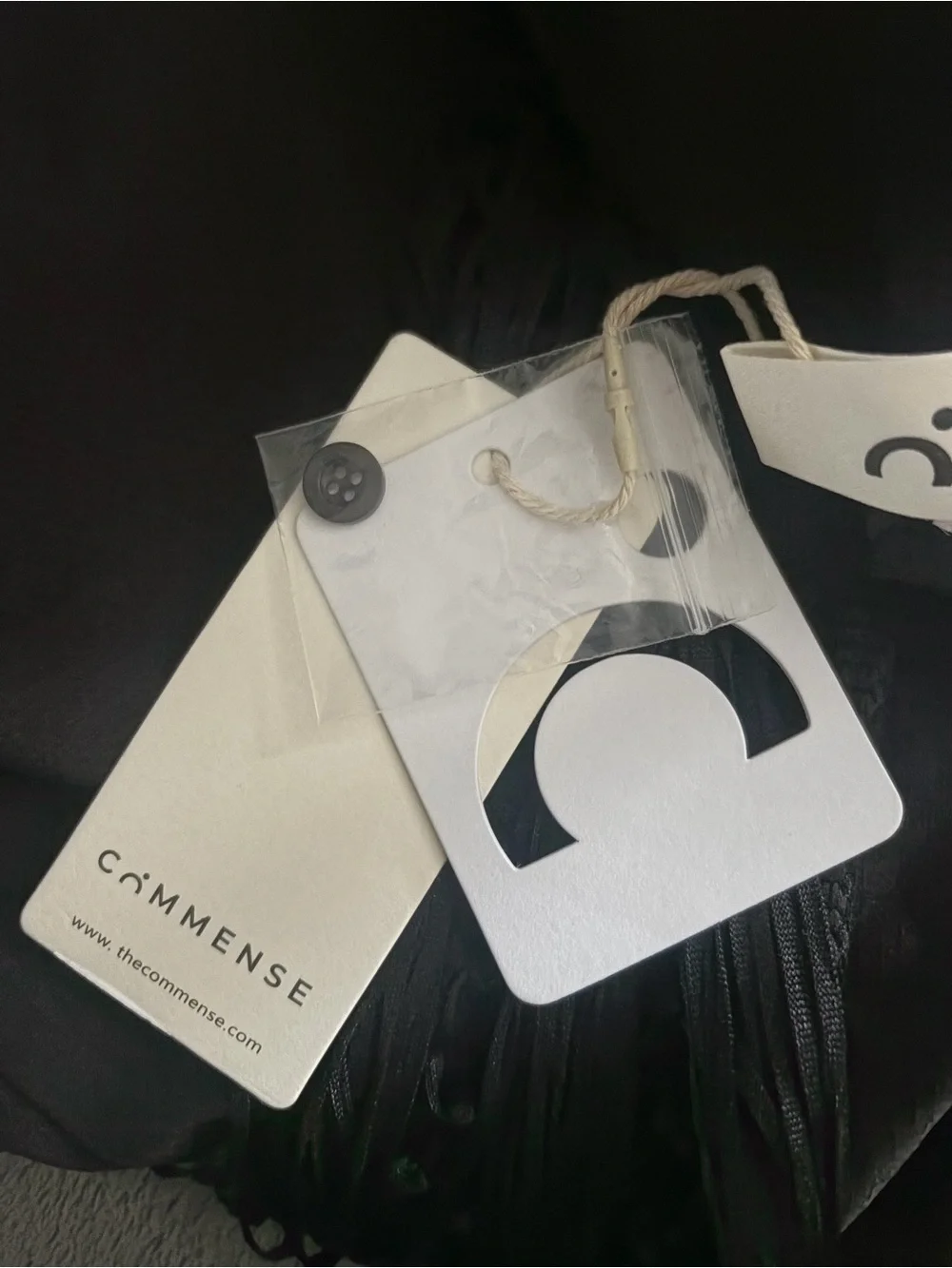 Commense Capri Fringed Open Back Black Halter Mini Dress (Size S)
